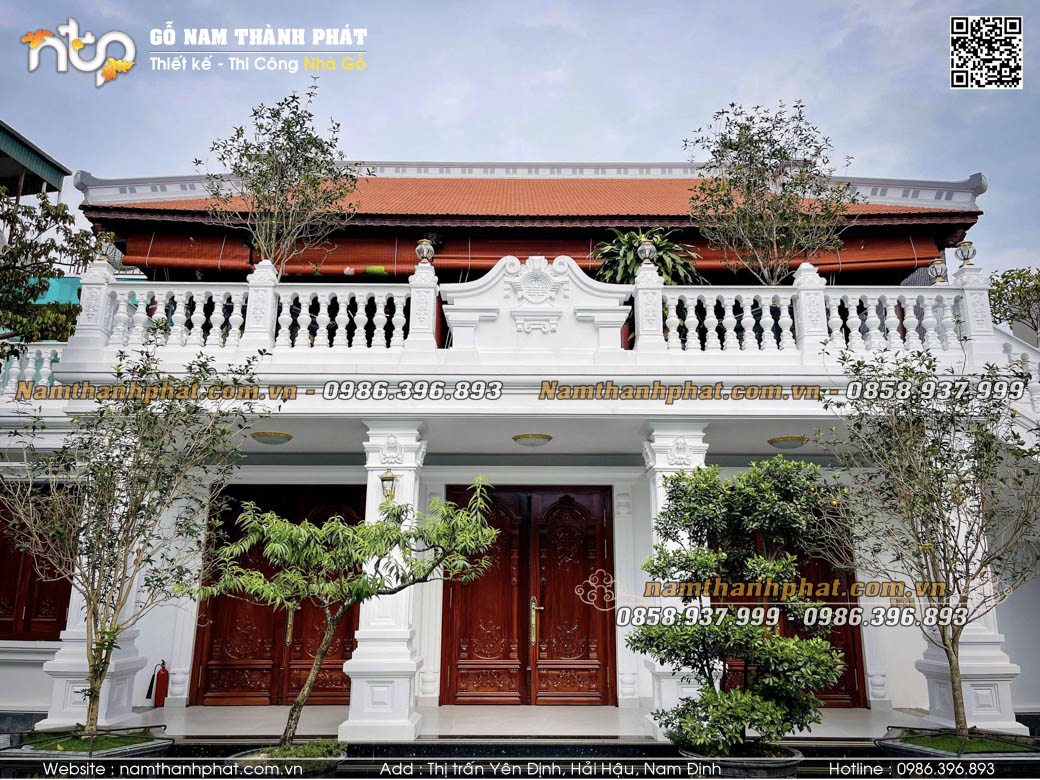 Nhà gỗ 3 gian trên tầng 2 gỗ lim Nam Phi siêu đẹp tại Vĩnh Phúc